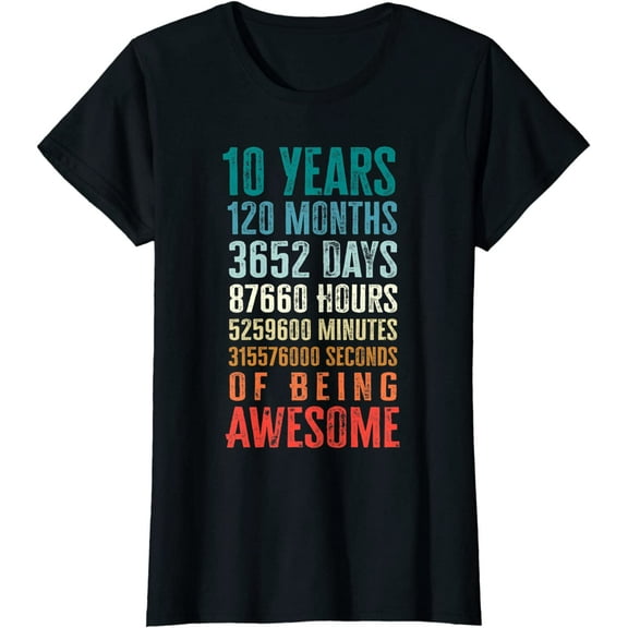 Fun 10 Years 120 Months Of Being Awesome 10th Birthday Gifts Short Seelve T-Shirt