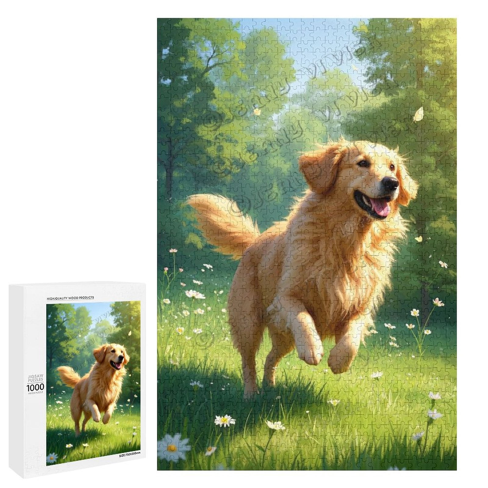 Fun 1000 Piece Jigsaw Puzzle for Adults, Golden Retriever Dog -Themed ...