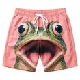 thumbnail image 1 of Fun 3D Animal Face Print Mens Casual Shorts Elastic Drawstring Loose Summer Beach Shorts, 1 of 4