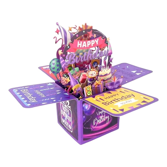 Fun 3d Birthday Cards, Sweet 3d Birthday Gift Box , Unique Hand-Folded Celebration Card, Suitable for Daughters, Sons, Moms, Dads And Friends.