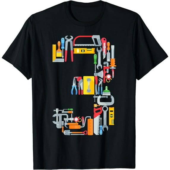 Fun 3rd Birthday Construction Building Tools Kids 3 Year Old T-Shirt