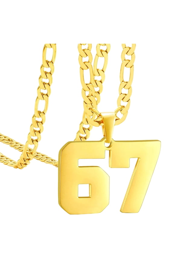 Fun 67 Number Charm Necklace Corrosions Resistant Stainless Steel Clavicle Chain Accessory for Social Event