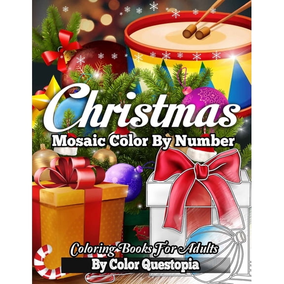 Fun Adult Color by Number Coloring Christmas Mosaic Color By Number Coloring Books for Adults: Holiday Coloring Book For Adults and Teens, (Paperback)