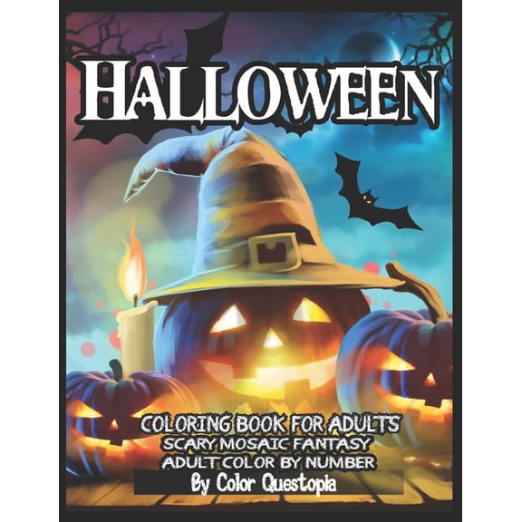 Fun Adult Color by Number Coloring Halloween Coloring Book For Adults - Adult Color By Number- Scary Mosaic Fantasy: Featuring Dark Cemeteries, Cursed Blac, Book 41, (Paperback)