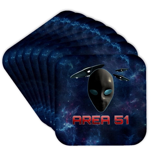 3drose, Fun Alien Ufos Above Earth for Area 51 Conspiracy Theories., Set of 8 Coasters - Soft