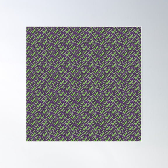 Fun And Funky Green Ticks On Violet Background Seamless Repeat Pattern Poster Wall Art, Modern Wall Decor For Living Room Bedroom, 24x24 UNFRAMED