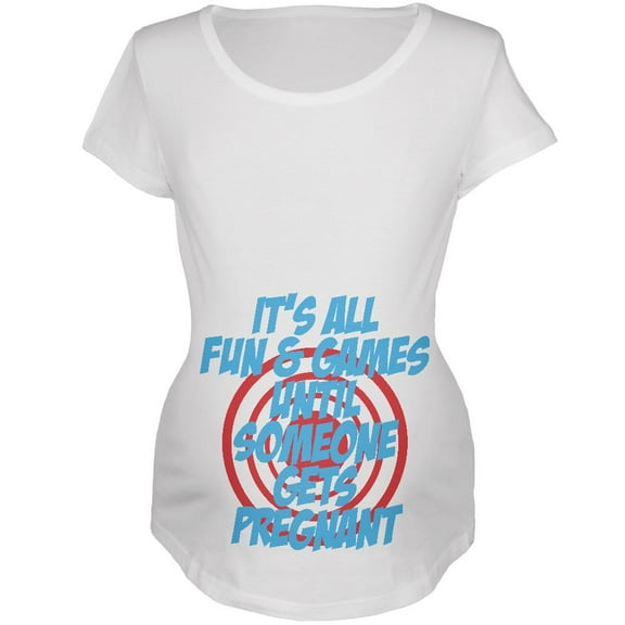 Fun And Games Get Pregnant Maternity Soft T Shirt White SM