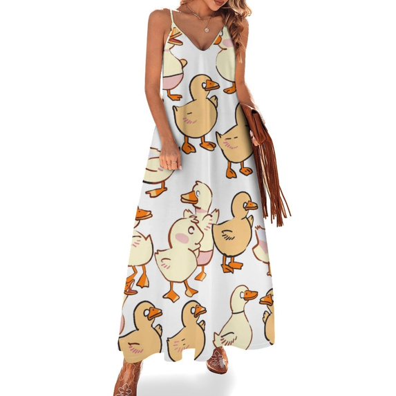 Fun And Playful Duck Design Sleeveless Dress Woman Fashion Long Dresses Women's Summer Suit Dress 2025