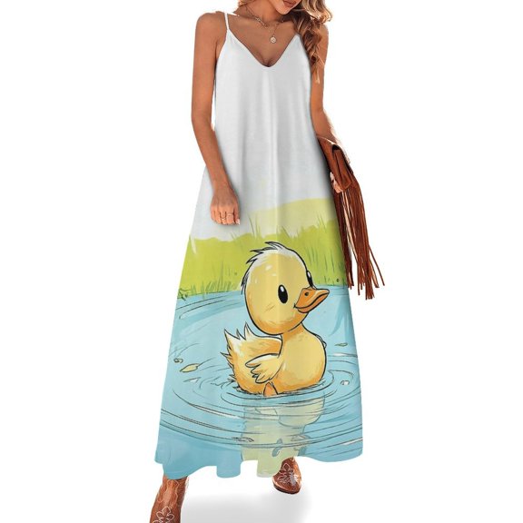 Fun And Playful Duck Fine Art Sleeveless Dress Summer Dress Woman 2025