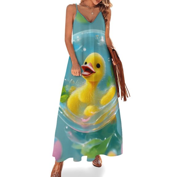 Fun And Playful Duck Fine Art Sleeveless Dress Summer Dress Woman 2025