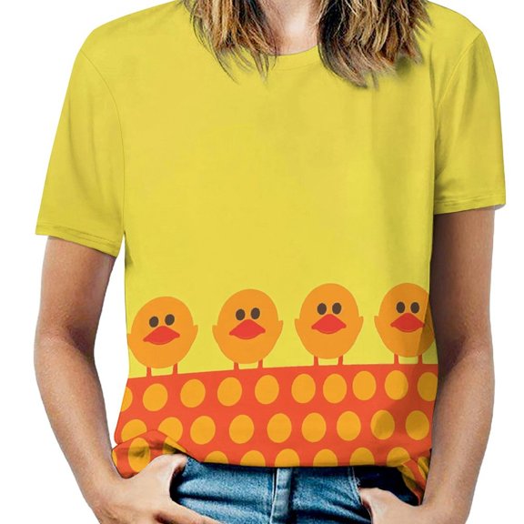Fun And Playful Duck T Shirts Basic T-Shirt Short Sleeve Ladies Tee Shirt Summer Graphic Clothing