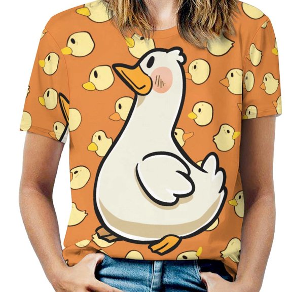 Fun And Playful Duck T Shirts Basic T-Shirt Short Sleeve Ladies Tee Shirt Summer Graphic Clothing