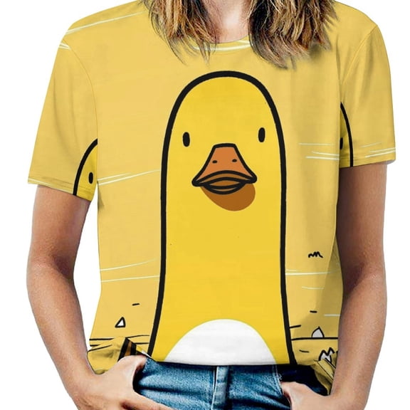 Fun And Playful Duck Women's Short Sleeve Tops Casual Blouses T Shirt