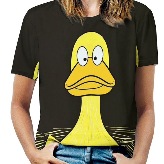 Fun And Playful Duck Women's T-Shirt Short Sleeve T Shirts Tops Tee Ladies Loose T