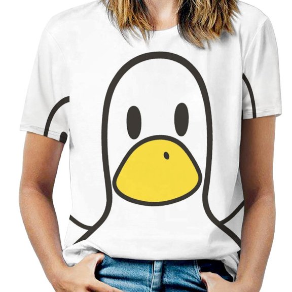 Fun And Playful Duck Womens Tops Women's Fashion Casual Short Sleeve Flower Print Round Neck Pullover Top Blouse