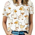 thumbnail image 1 of Fun And Playful Duck Womens Tops Women's Fashion Casual Short Sleeve Flower Print Round Neck Pullover Top Blouse, 1 of 6