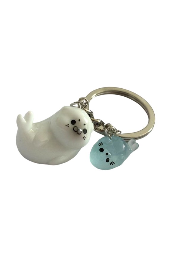 Fun And Safe Cartoon Sea Lions Keychain With Glowing Feature Creative Bag Charm Accessories Resin Key Holder