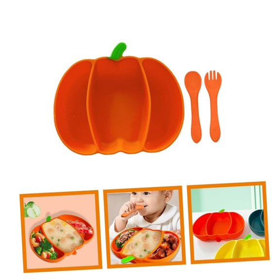 Fun And Secure Halloween Silicone Plate For Children Simple Three Compartment Design With Suction Cups To Spills High-quality