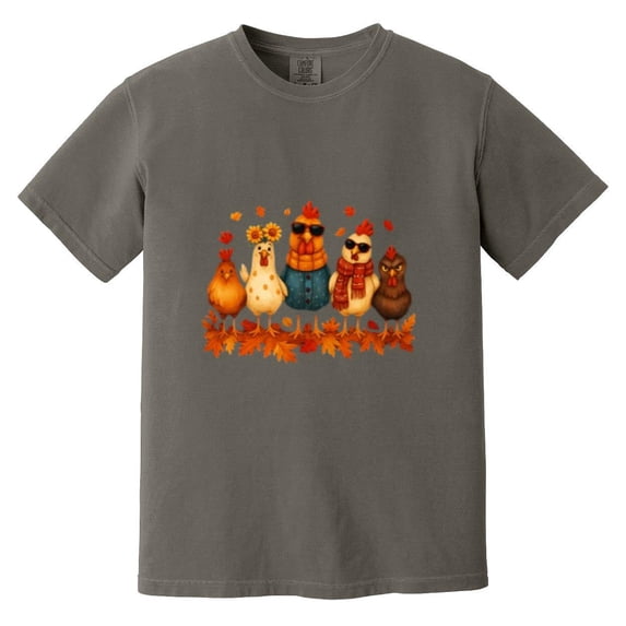 Fun And Trendy Chickens Funny Fall Autumn Leaves Farmer Comfort Color T-Shirt