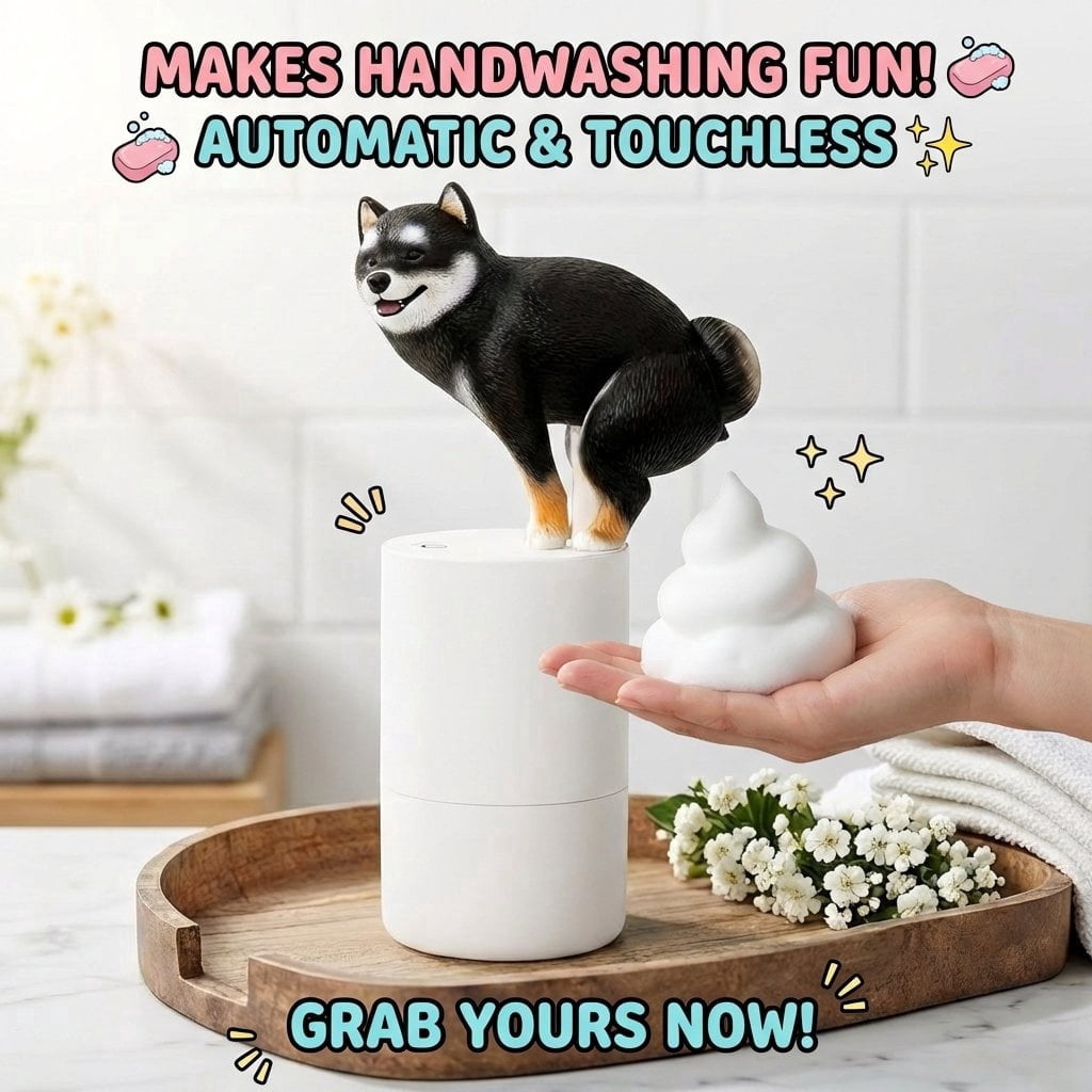 Stxxno White Fun Animal Series Shiba Inu Pigeon Soap & Lotion Dispensers