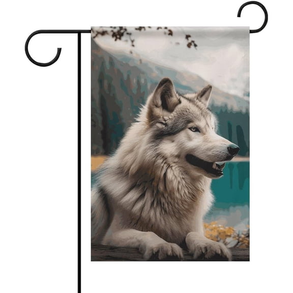 Fun Animal Wolf Garden Flags 12 X 18 Inch Outside Yard Flags Double Sided Seasonal Welcome Garden Flag Home Outdoor Decorative