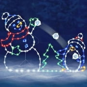 Fun Animated Snowball Fight Active Light String Frame Decoration Christmas Outdoor Garden Snow Glowing Decorative