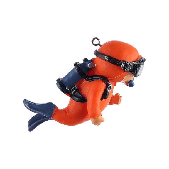 Fun Aquarium Diver Ornament with Floating Fish for Fish Tank, Safe PVC Decoration, Interactive Underwater Scenery, 7cm Cute Diver for Freshwater Aquariums