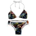 Fun Art Dinosaur Pattern Women's Side Tie Hipster Triangle Bikini