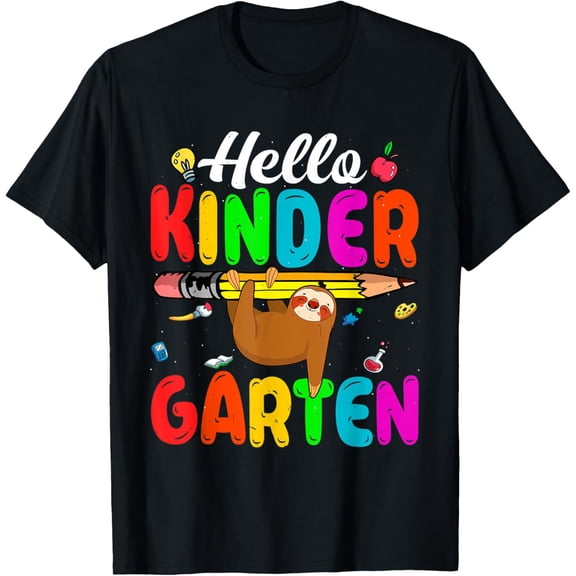 Fun Back To School Cute Hello Kindergarten Sloth First Day Adult T-shirt