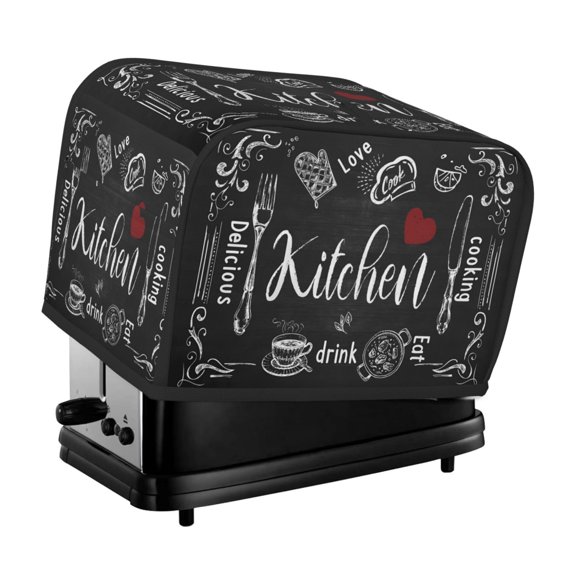 Fun Baking Theme Toaster Cover, Delicious Cooking Farmhouse Toaster Dust Cover, Kitchen Small Appliance Protective Cover with Top Hook, Fits Standard 2-Slice Toaster