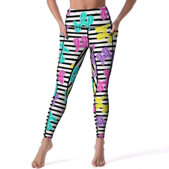 Fun Balloon Dogs Print Leggings Workout Yoga Pants High Waist Funny Sports Tights Pockets Quick-Dry Custom Yoga Legging