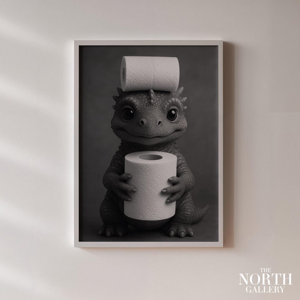 Fun Bathroom Wall Art Dragon Poster Animal Print Black And White ...