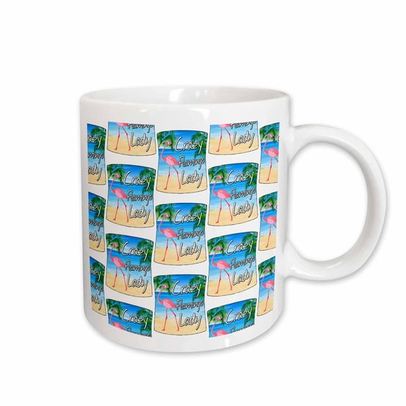 3drose, Fun Beach Pattern for Crazy Flamingo Ladies Who Love Those Birds., 11oz Mug