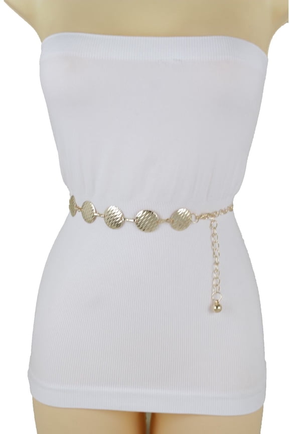 Fun Belt Gold Metal Chain Round Circle Charms S-L