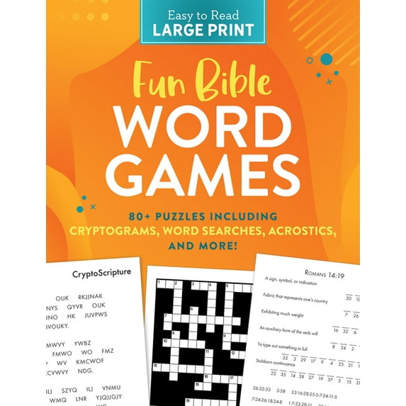 Fun Bible Word Games Large Print: 80+ Puzzles Including Cryptograms, Word Searches, Acrostics, and More!, (Paperback)