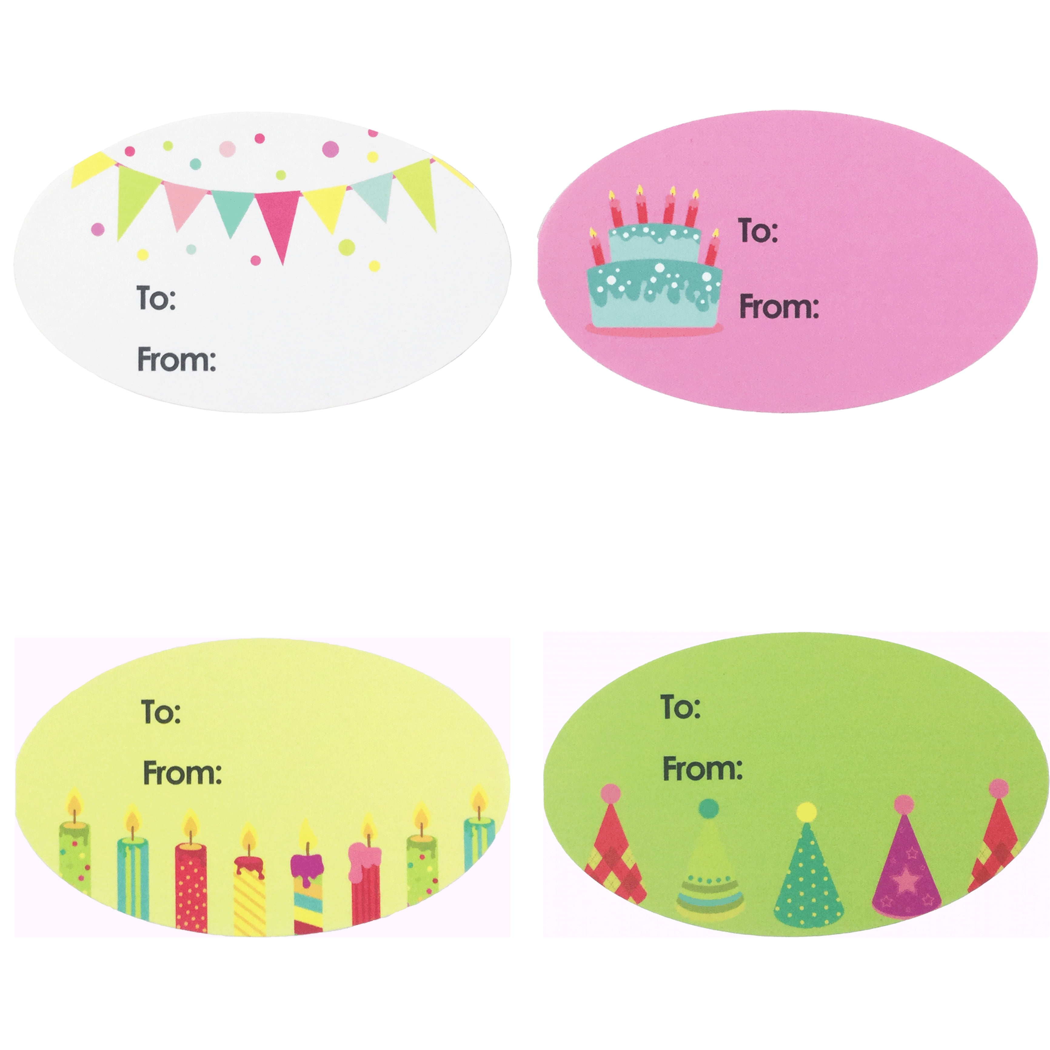 Fun Birthday Gift Tag Stickers 1 1/2 x 2 1/2 Inch 100 Pack