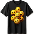 thumbnail image 1 of Fun Black T-Shirt with Circular Yellow Graphic Design Soft Comfort, 1 of 5