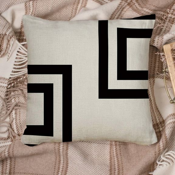 Fun Black&White GeometricPattern Throw Pillow Covers 18x18inch Set of 1/2 Boho Creative Stripes Home Festive Decorations Cushion for Sofa Couch Bed Room