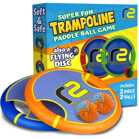 Fun Bouncy Paddle & Stringy Ball Toss & Catch Game - Easy to Use for Kids All Ages - Soft Foam Design for Safe Play Indoors or Outdoors - Also Works as Flying Disc - Great Gift Idea for Boys & Girls