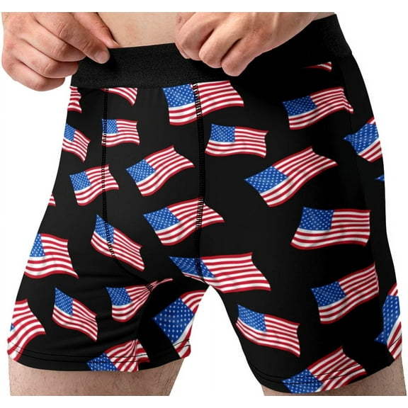 Fun Boxer Briefs for Men American Flags All Over Underwear