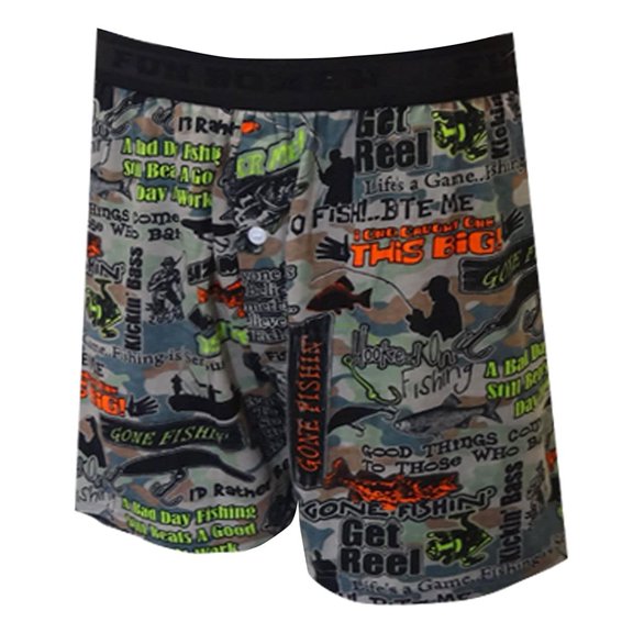 Fun Boxers Mens Boxer Shorts, Male, Fish Camo, Size: S