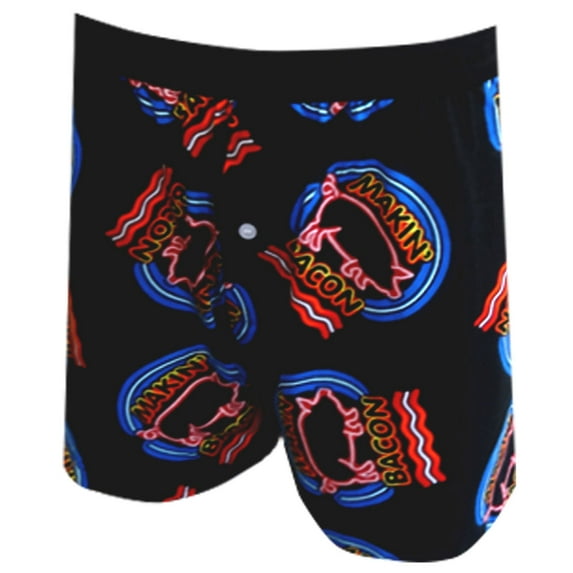 Fun Boxers Mens Makin' Bacon Neon Sign Boxer Shorts (Small)