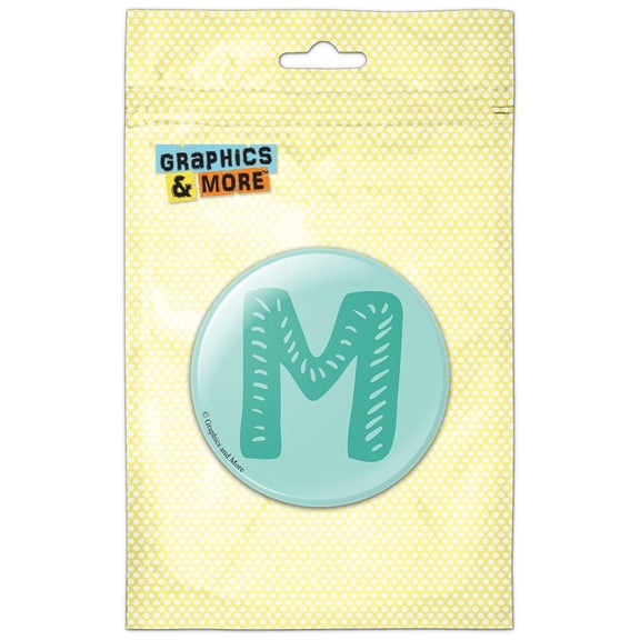 Fun Bubbly Letter M Teal Alphabet Refrigerator Button Magnet