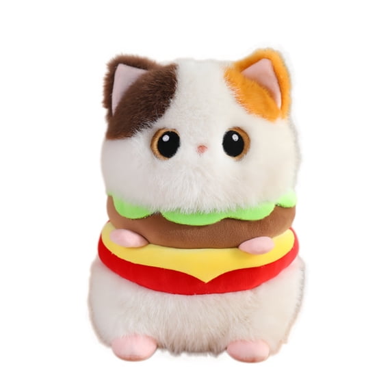 Fun Burger Cat Stuffed Animal- 9.1''Cute&Soft Kitten Plush Toy Pillow Decor Birthday Gift for Family