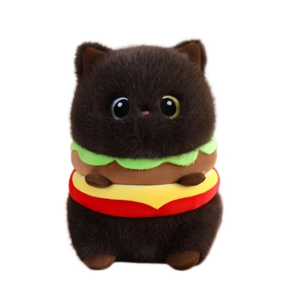 Fun Burger Cat Stuffed Animal- 9.1''Cute&Soft Kitten Plush Toy Pillow Decor Birthday Gift for Family