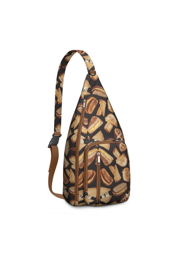 Fun Burger Lover Chest Bag - Kawaii Hamburger & Fast Food Print Sling Bag, Lightweight Water-resistant Fanny Pack for Women & Men, Junk Food Inspired Crossbody Bag for Breakfast & Travel