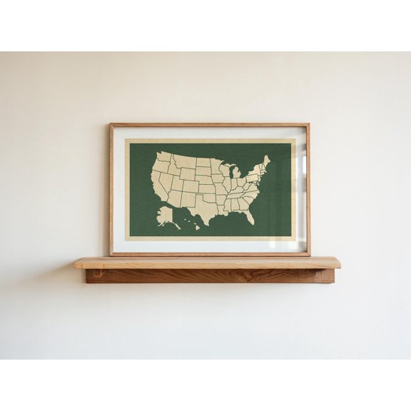 Fun Camp Style Poster Retro Us Map Poster Outdoors Art , Poster Print Only