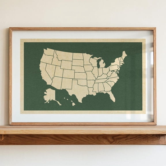 Fun Camp Style Print: Retro US Map Poster Outdoors Art Cabin Decor