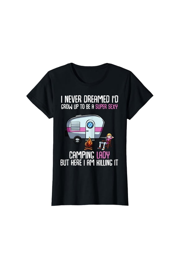 Fun Camping Themed Cartoon T-Shirt for Outdoor Enthusiasts and Adventure Lovers
