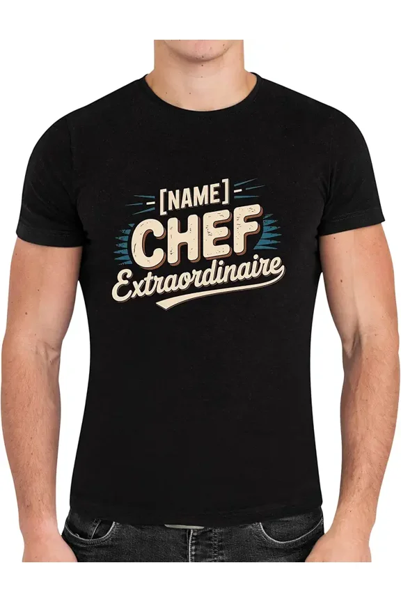Fun Career Tee with Name Job Mastery Occupation Holders - Chef Extraordinaire Black
